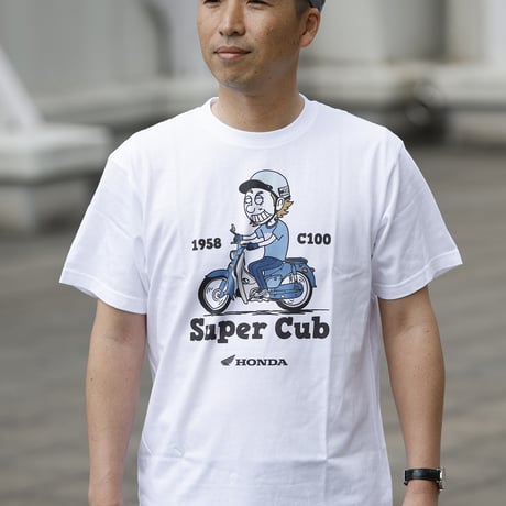ホンダ　SuperCub C100 1958　HONDA THE PEOPLE　コットンTシャツ／ホワイト