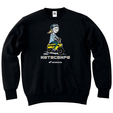 ホンダ　MOTOCOMPO 1981　HONDA THE PEOPLE　スウェット／ブラック