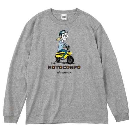 ホンダ　MOTOCOMPO 1981　HONDA THE PEOPLE　ロングスリーブTシャツ／ヘザーグレー