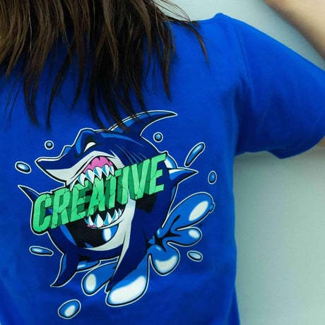 Shark flower Tee (140size Blue)