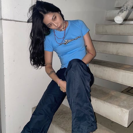 Rave Racers wide logo tee (for girls) - Blue