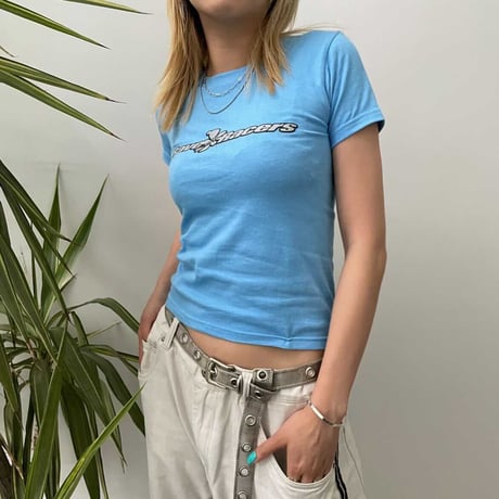 Rave Racers wide logo tee (for girls) - Blue
