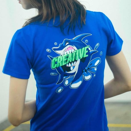 Shark flower Tee (140size Blue)