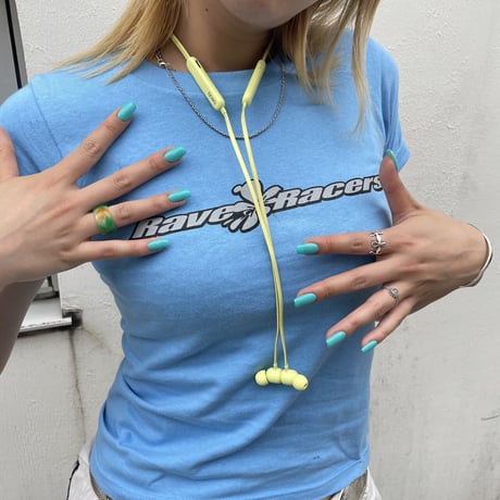 Rave Racers wide logo tee (for girls) - Blue