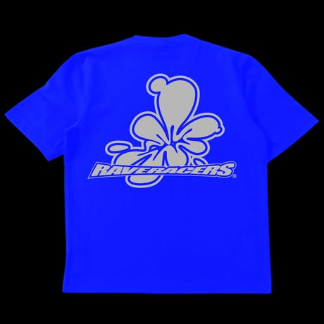 Rave Racers reflective flower logo tee (Blue)