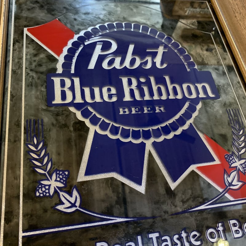 Pabst Blue Ribbon パブミラー 鏡 ビンテージ 壁掛け ビール ビンテージ Pabst blue ribbon パブミラー | kurokawa pier