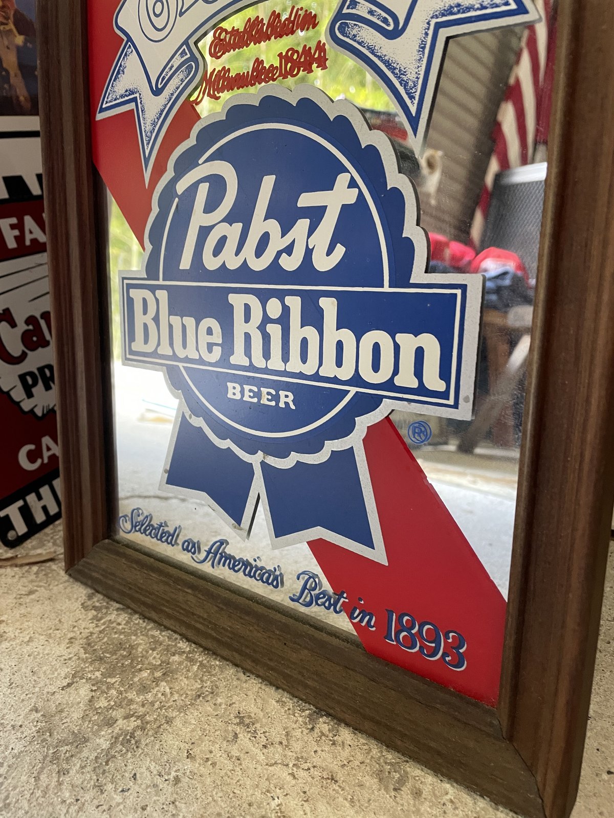 ビンテージ Pabst blue ribbon パブミラー