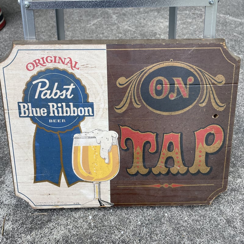 70sPabst Blue Ribbon パブスト　ブルーリボン　サインウッド Vintage pabst Blue ribbon wood sign | kurokawa