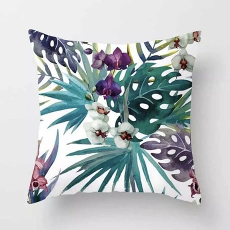 熱帯植物パターン装飾A クッション枕カバー  ポリエステルクッションカバースロー枕ソファ装飾