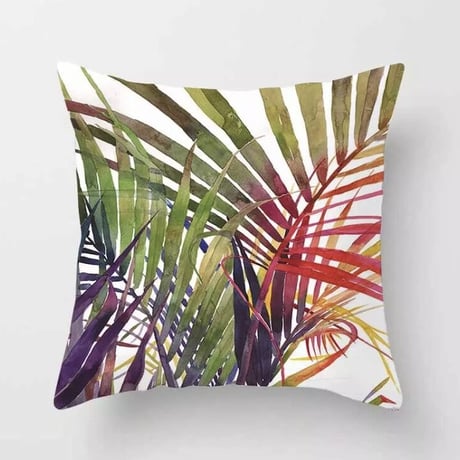 熱帯植物パターン装飾C クッション枕カバー  ポリエステルクッションカバースロー枕ソファ装飾