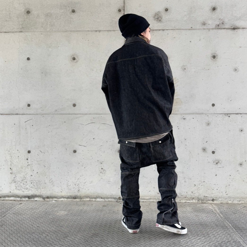 SIDE ZIP SWEAT LOUNGE PANTS / BLACK DENIM | IND