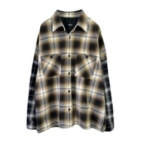 CONTRAST SLEEVE CHECK SHIRT / YELLOW