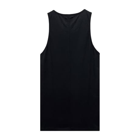 SQUARE-CUT LONG TANK TOP / BLACK