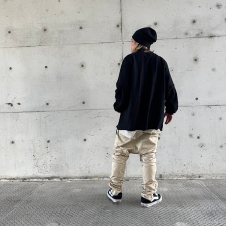 CUTOFF FRENCH TERRY L/S TEE / BLACK