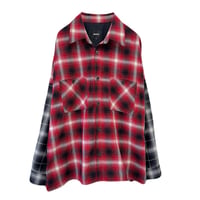 CONTRAST SLEEVE CHECK SHIRT / RED