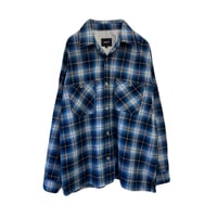 CONTRAST SLEEVE CHECK SHIRT / BLUE