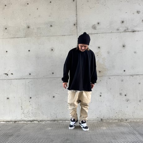 CUTOFF FRENCH TERRY L/S TEE / BLACK