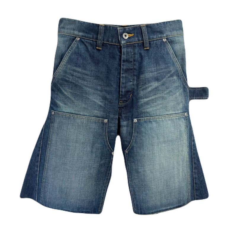 DOUBLE KNEE SHORT PANTS / INDIGO | INDEPICT