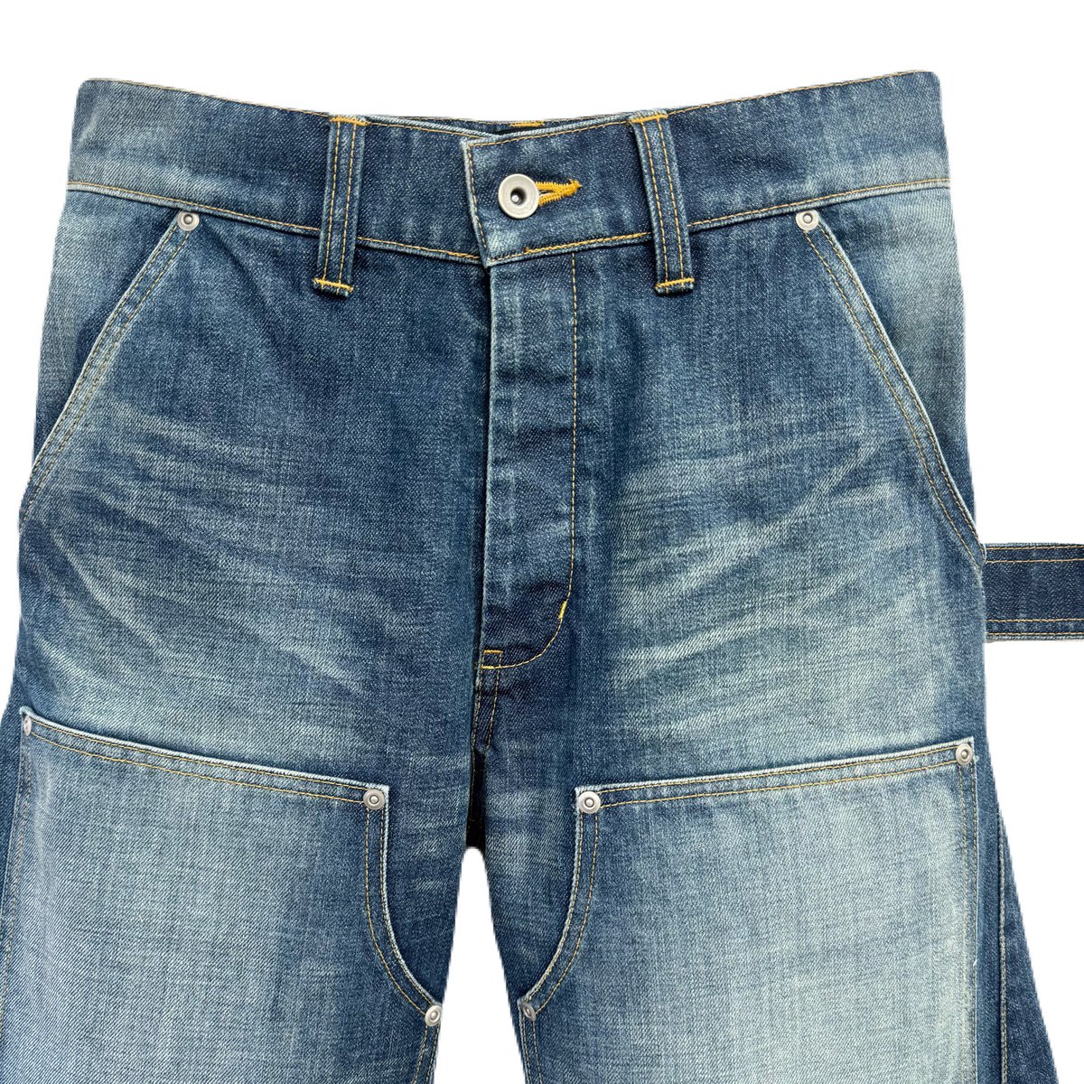 DOUBLE KNEE SHORT PANTS / INDIGO | INDEPICT