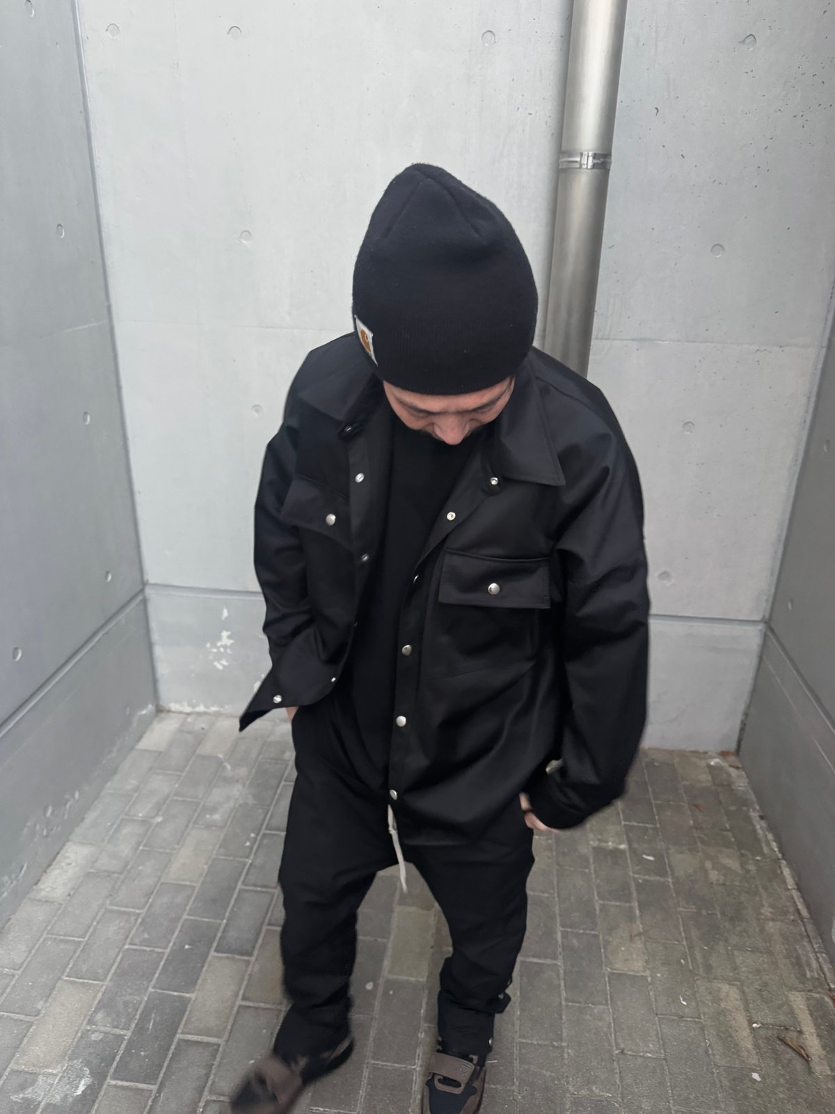 COTTON TWILL UTILITY SHIRT / BLACK | INDEPICT