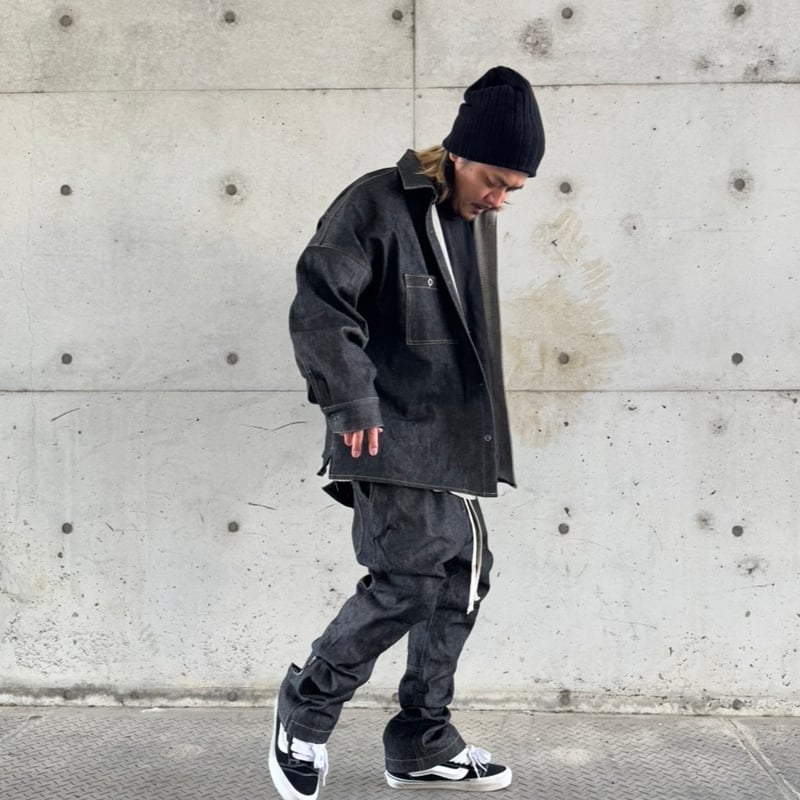 SIDE ZIP LOUNGE PANTS / BLACK DENIM | INDEPICT