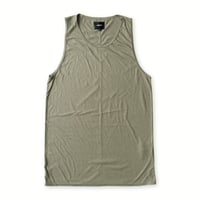 SQUARE-CUT LONG TANK TOP / KHAKI GRAY