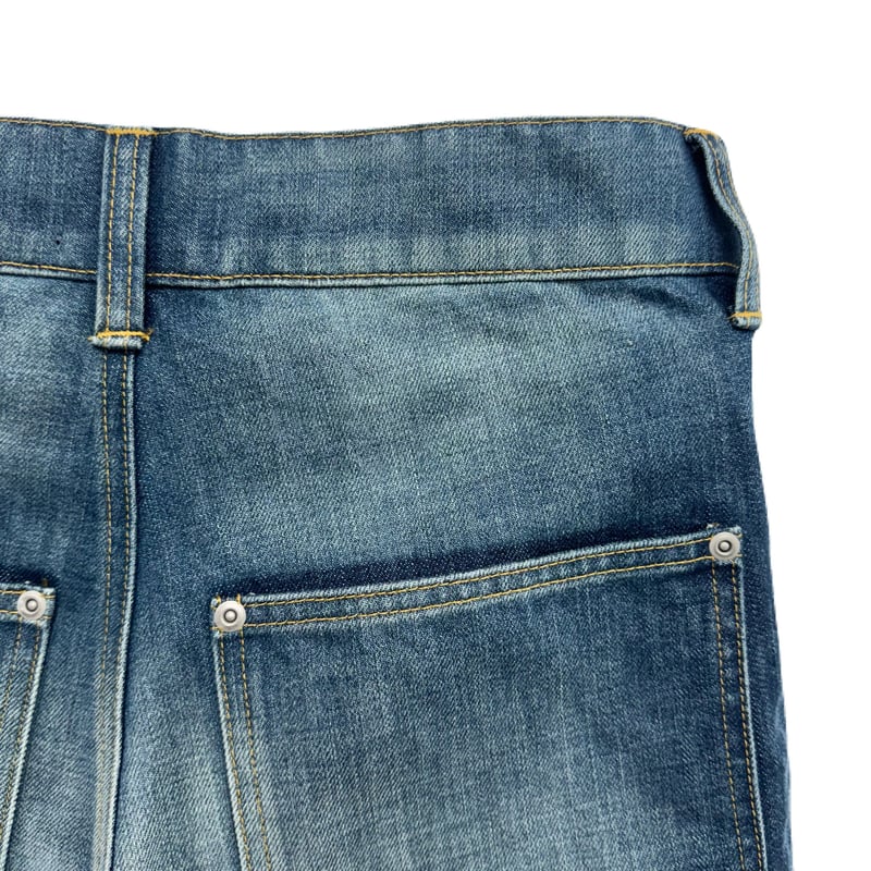 DOUBLE KNEE SHORT PANTS / INDIGO | INDEPICT