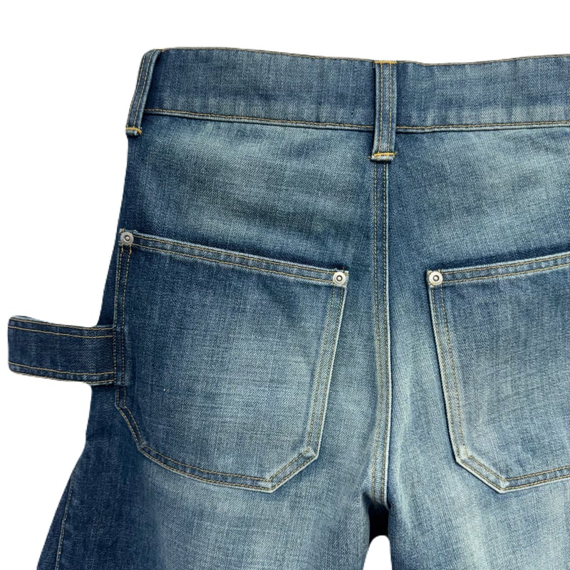 DOUBLE KNEE SHORT PANTS / INDIGO | INDEPICT