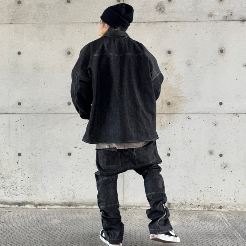 SIDE ZIP LOUNGE PANTS / BLACK DENIM | INDEPICT