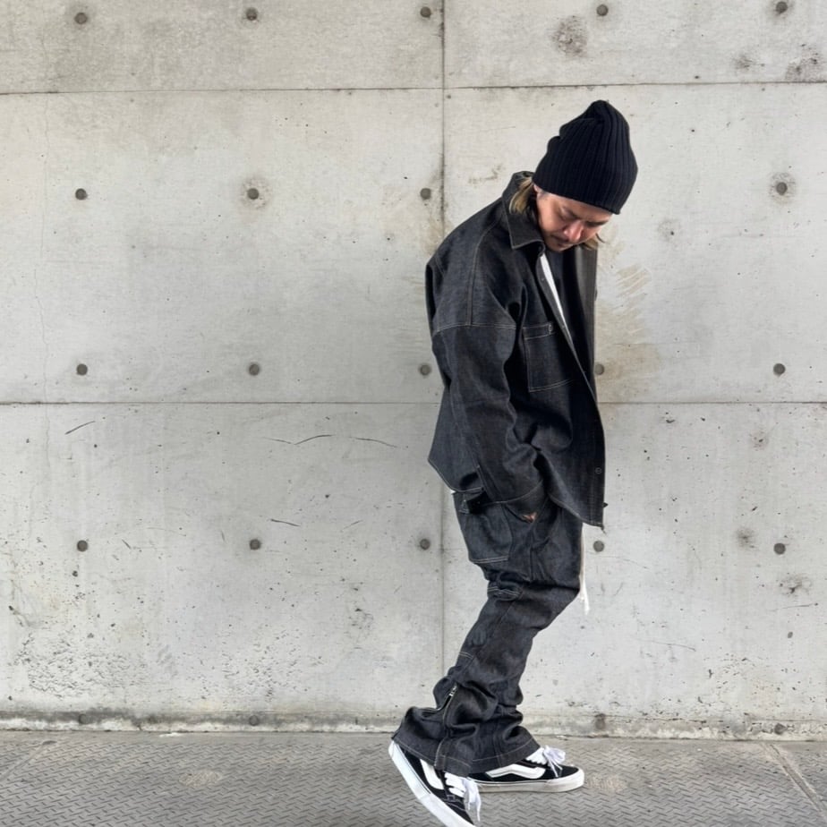 SIDE ZIP LOUNGE PANTS / BLACK DENIM | INDEPICT