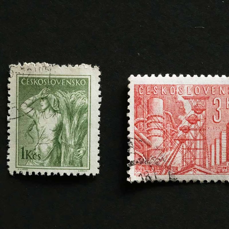 CHARKHA｜チェコの誰かのコレクションより〜昔の一色刷りの切手束で何 