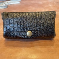 本牛革　コロンと財布　黒クロコ柄