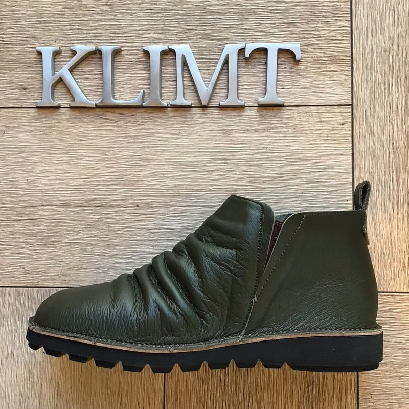 牛革 軽量アウトステッチサイドゴアブーツ カーキ | shoes-klimt