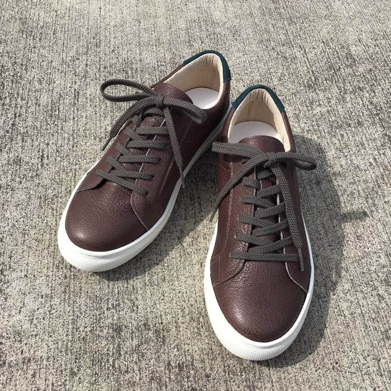 牛革レースアップスニーカー 濃茶 | shoes-klimt