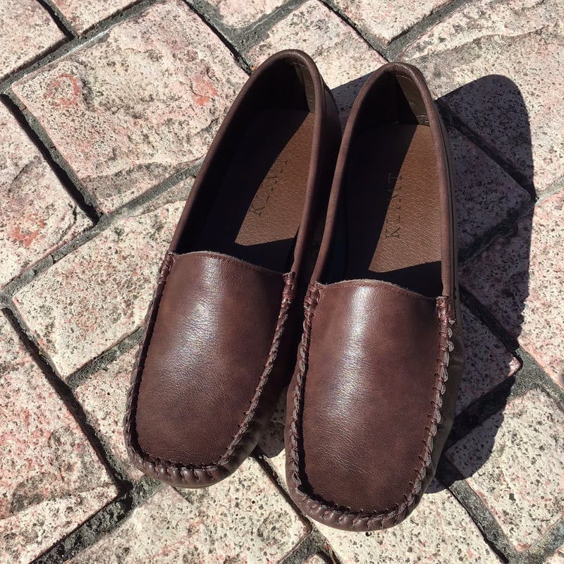 牛革 足を包み込む楽ちんモカシンシューズ ダークブラウン | shoes-klimt