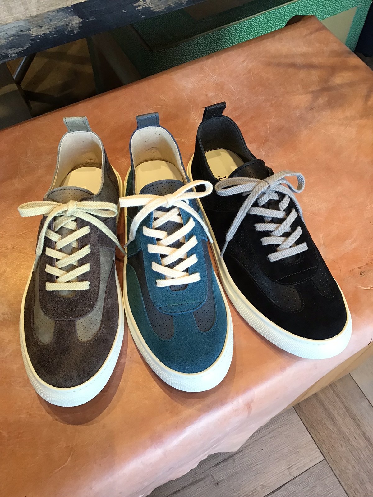 スエードコンビスニーカー ブルーグレー | shoes-klimt
