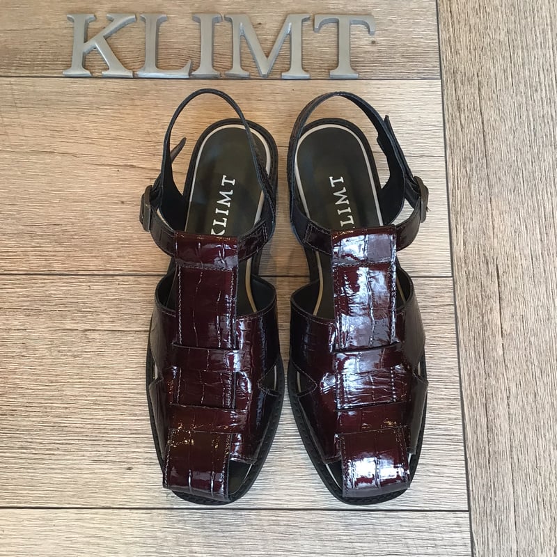 グルカサンダル クロコ柄 ブラウンエナメル | shoes-klimt