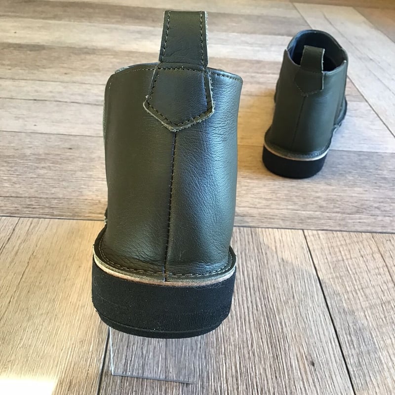 牛革 軽量アウトステッチサイドゴアブーツ カーキ | shoes-klimt