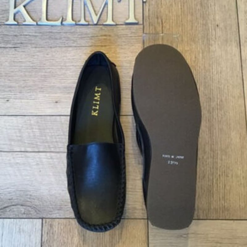 牛革 足を包み込む楽ちんモカシンシューズ ブラック | shoes-klimt