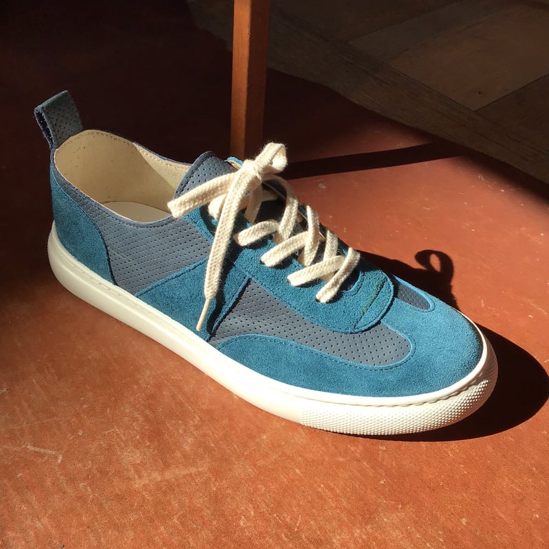 スエードコンビスニーカー ブルーグレー | shoes-klimt