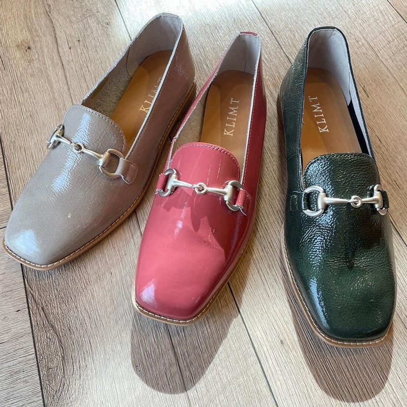 エナメルビット付きローファー グリーンエナメル | shoes-klimt