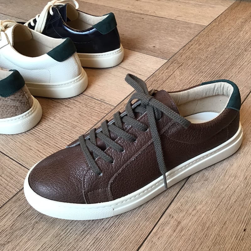 牛革レースアップスニーカー 濃茶 | shoes-klimt