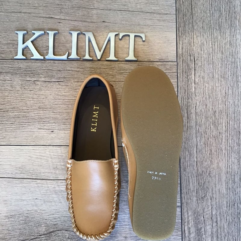 牛革 足を包み込む楽ちんモカシンシューズ キャメル | shoes-klimt