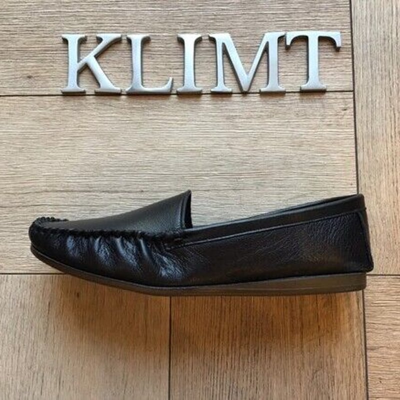 牛革 足を包み込む楽ちんモカシンシューズ ブラック | shoes-klimt