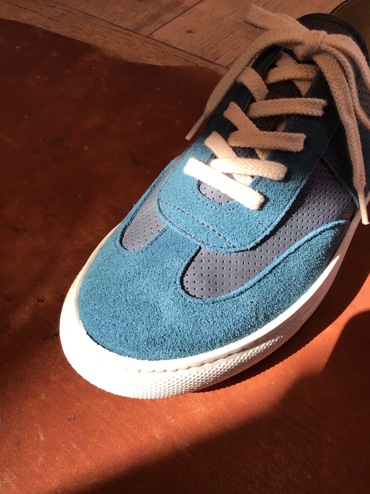 スエードコンビスニーカー ブルーグレー | shoes-klimt