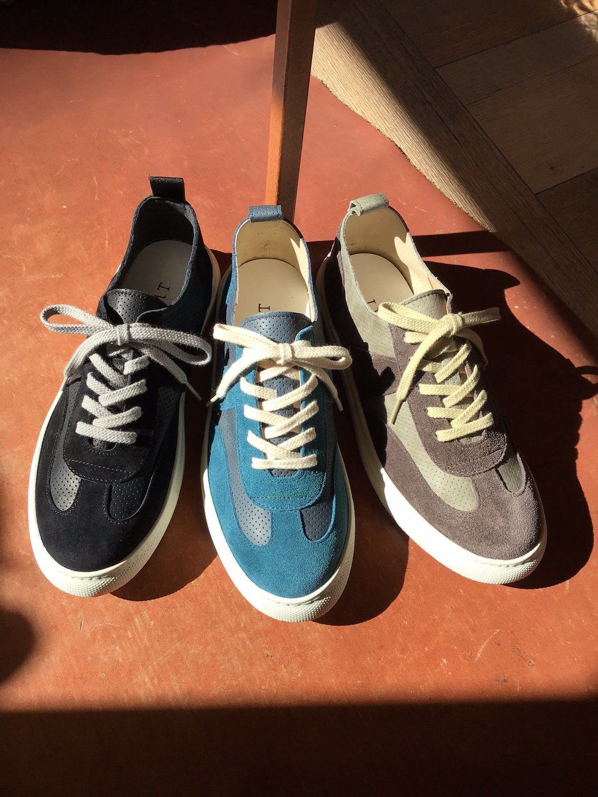 スエードコンビスニーカー ブルーグレー | shoes-klimt