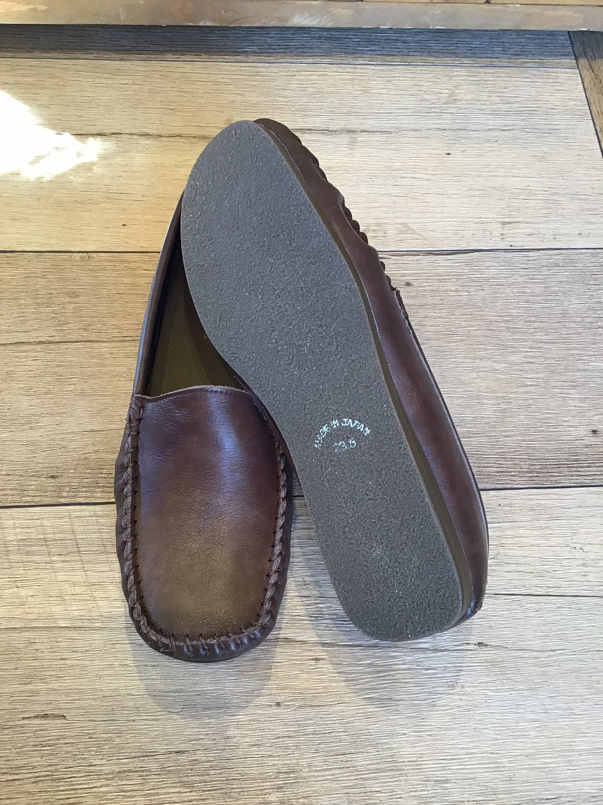 牛革 足を包み込む楽ちんモカシンシューズ ダークブラウン | shoes-klimt