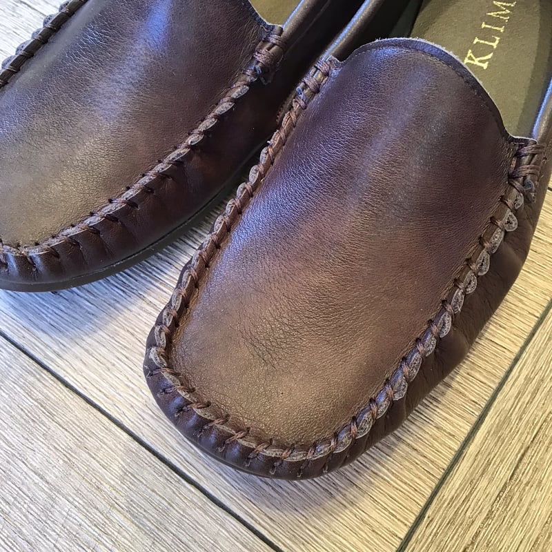 牛革 足を包み込む楽ちんモカシンシューズ ダークブラウン | shoes-klimt
