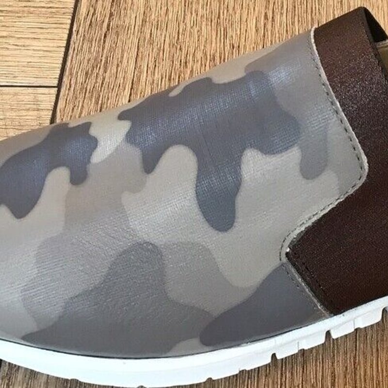 牛革 軽くて柔らか♪ ゴムバンドスリッポンシューズ 迷彩柄