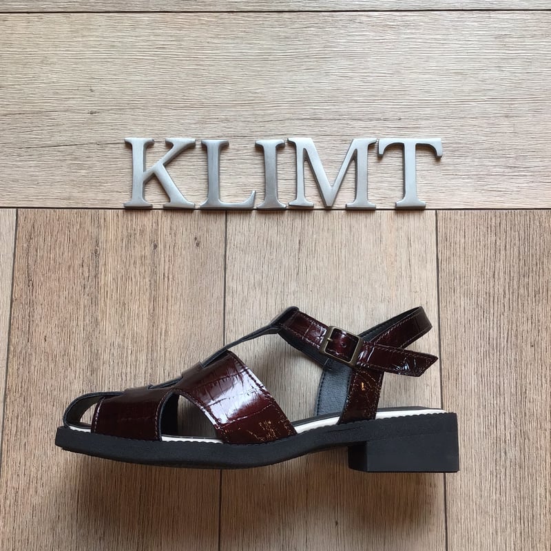 グルカサンダル クロコ柄 ブラウンエナメル | shoes-klimt